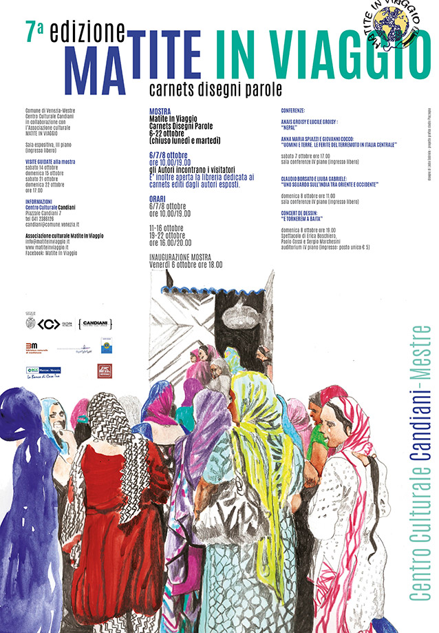 Manifesto della 7a edizione della mostra Matite in Viaggio Carnets Disegni Parole