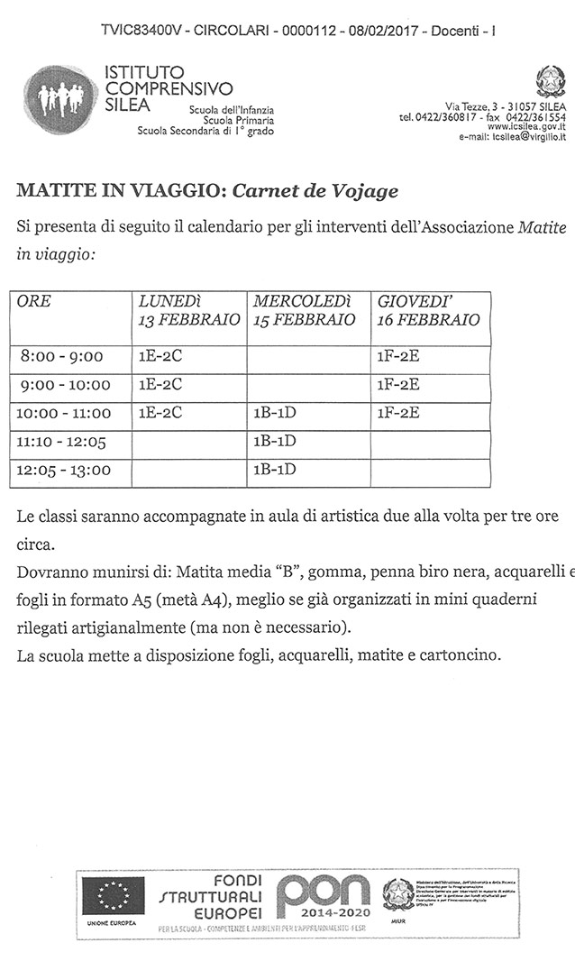 programma attività presso l'Istituto Comprensivo di Silea